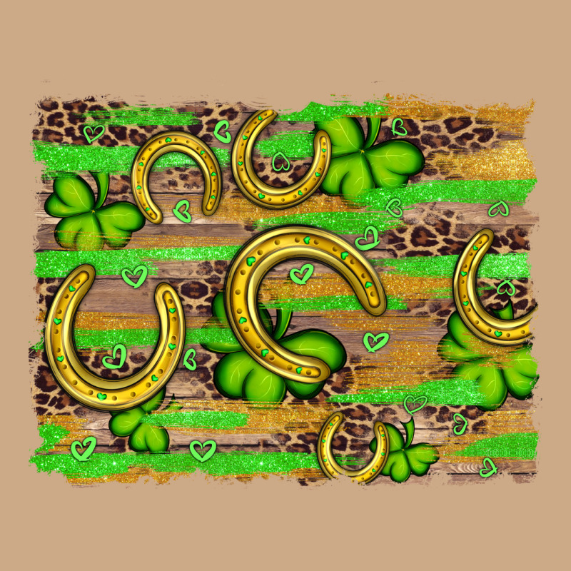 Horseshoe Shamrock Leopard Wood Glitter Background Vintage Hoodie by Artiststas | Teevron