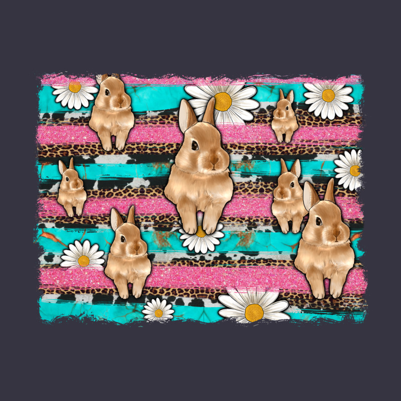 Easter Bunny With Daisy And Turquoise Cowhide Leopard  Background Vintage Hoodie by Artiststas | Teevron