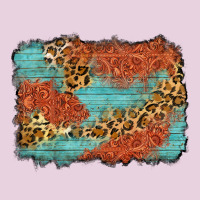 Western Leopard Tooled Leather Background Ladies Tee | Teevron