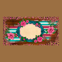 Western Pink Flovers Leopard Serape   License Plate Template Vintage Tee | Teevron