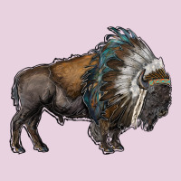 Bison With Indian Headdress Ladies Tee | Teevron