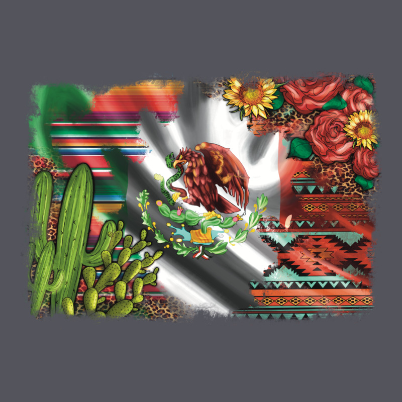 Mexico Flag Sunflowers Roses And Cactus With Serape Aztec And Leopard Vintage Hoodie by Artiststas | Teevron