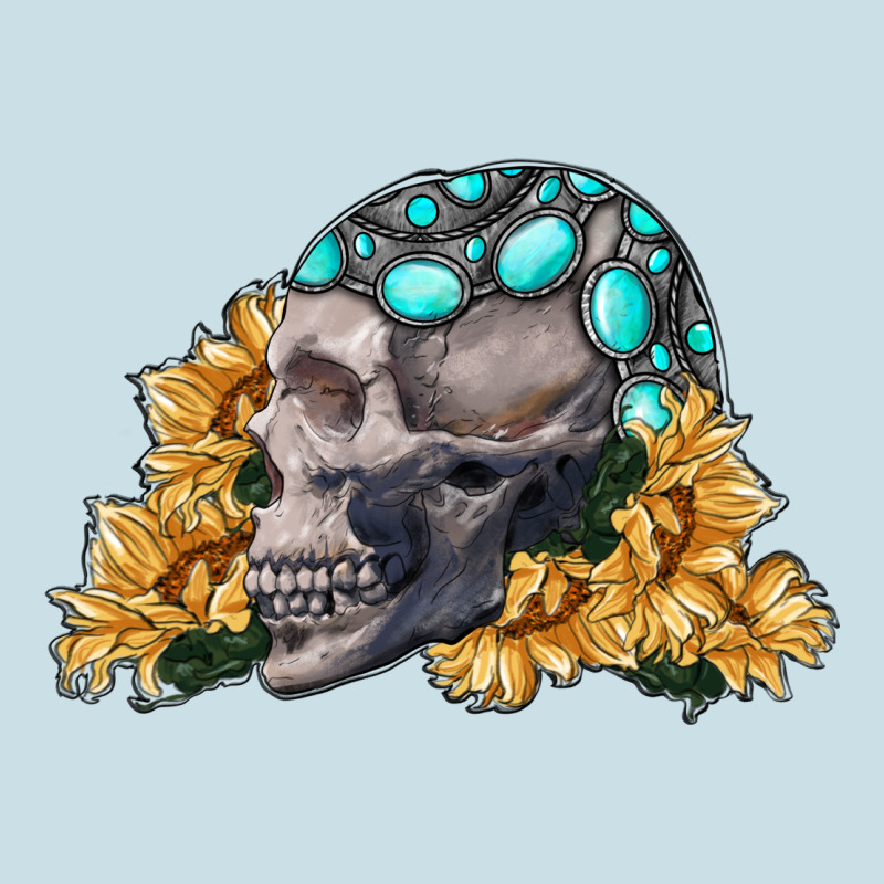 Skull With Sunflowers Ladies Tee by RanaPortraitStore | Teevron