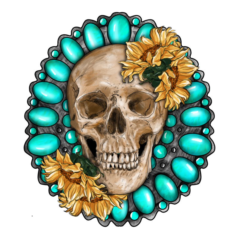 Skull With Gemstone And Sunflower Ladies Tee by RanaPortraitStore | Teevron