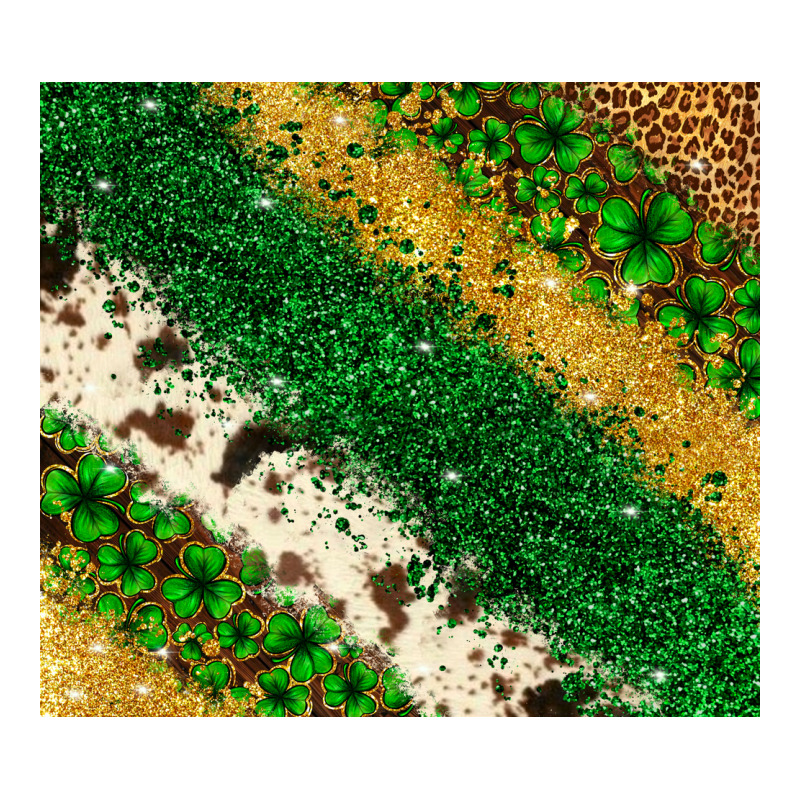 St. Patrick's Day Leopard Cowhide Glitter Tumbler Premium Tee by Neo Western | Teevron