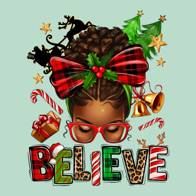 Christmas Believe Afro Messy Bun Premium Hoodie by texasbilliewilder | Teevron