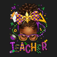 Mardi Gras Teacher Afro Messy Bun Heavyweight Hoodie | Teevron