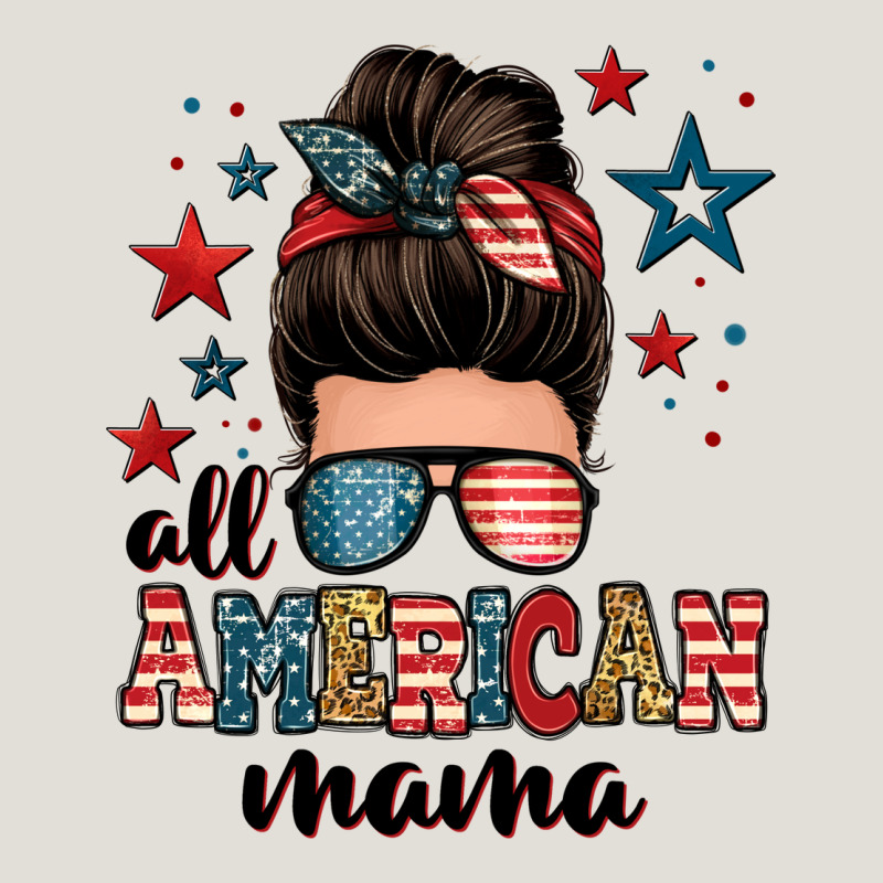 All American Mama Messy Bun Heavy Core Tee by Zillion Design Studio | Teevron