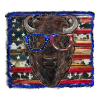 bison with american flag and glasses | Teevron