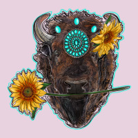 Bison Head With Sunflowers And Gemstone Ladies Tee | Teevron