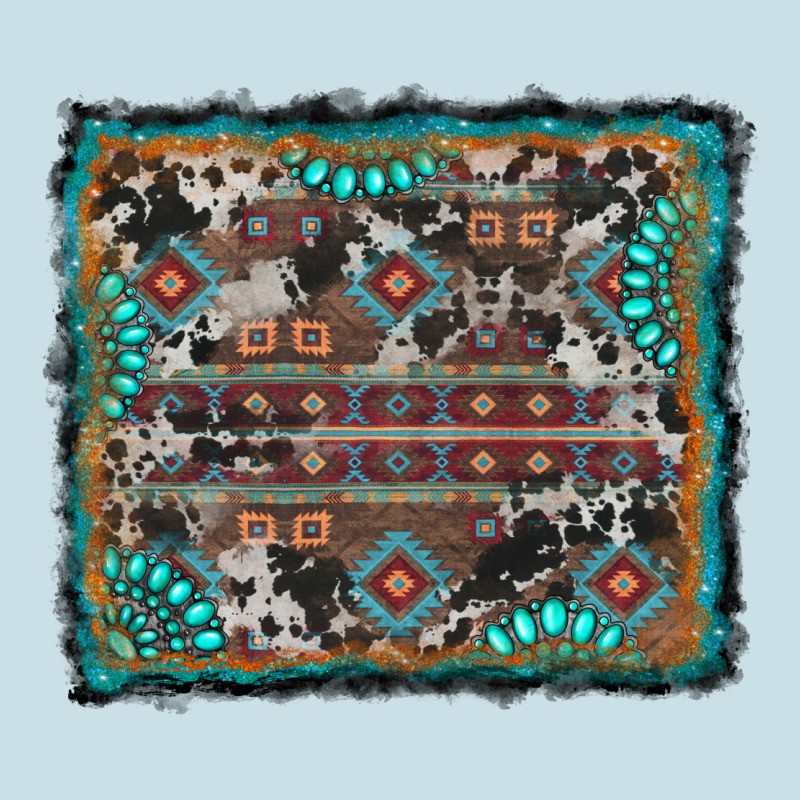 Aztec Background With Gemstone And Cowhide Ladies Tee by RanaPortraitStore | Teevron