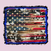 American Flag With Cowhide Background Ladies Tee | Teevron