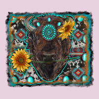 American Bison Wıth Sunflower And Gemstone Ladies Tee | Teevron