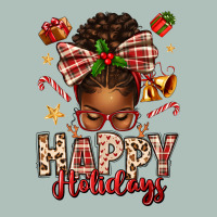 Happy Holidays Christmas Afro Messy Bun Heavyweight Hoodie | Teevron