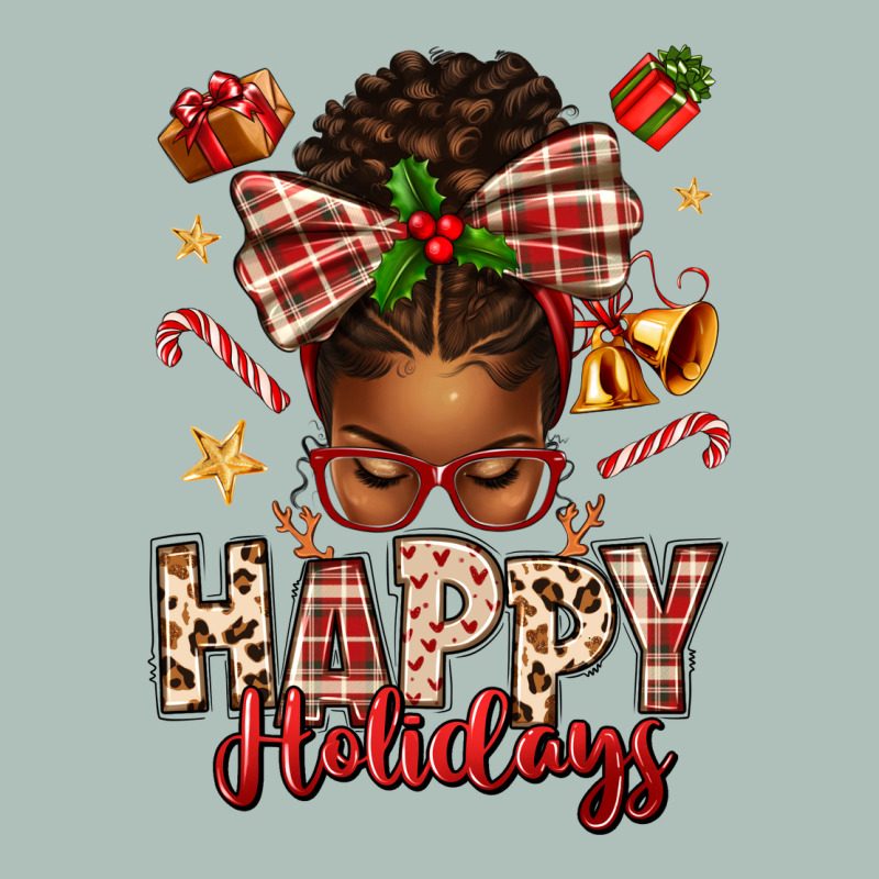 Happy Holidays Christmas Afro Messy Bun Heavyweight Hoodie by texasbilliewilder | Teevron