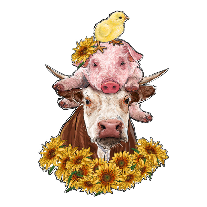 Cow With Pig And Chick Ladies Tee by RanaPortraitStore | Teevron