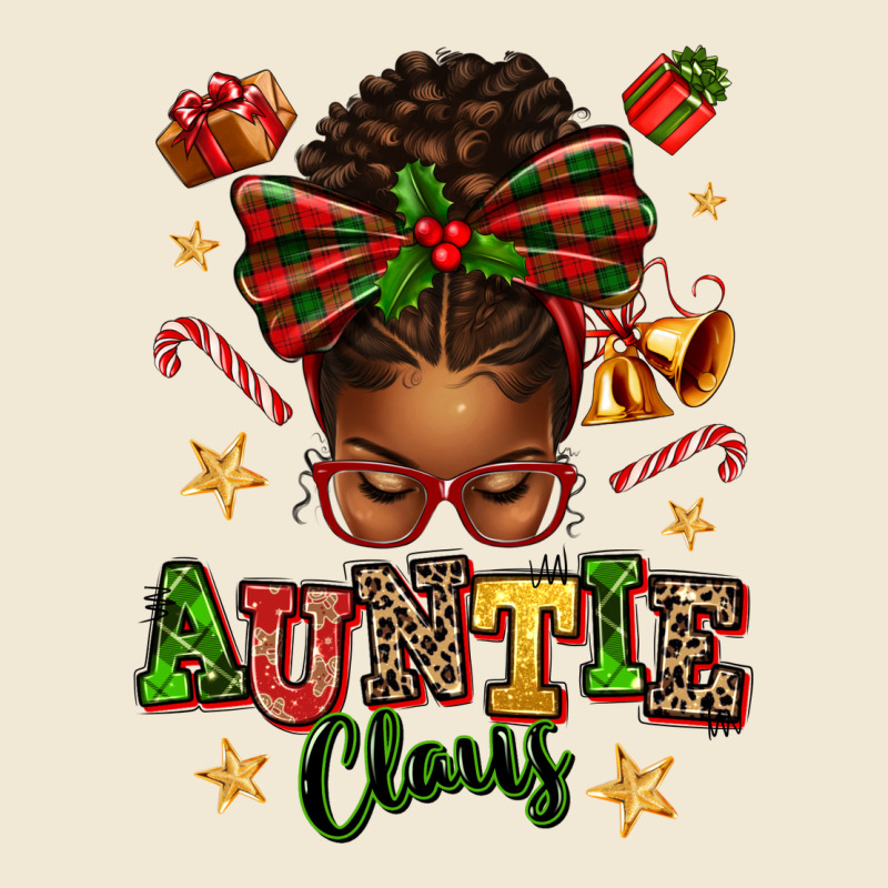 Auntie Claus Afro Messy Bun Ladies Tee by texasbilliewilder | Teevron