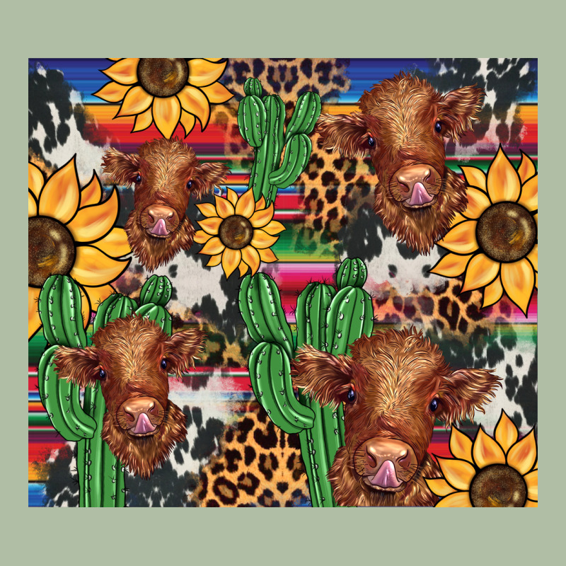 Western Cactus Sunflower Highlands Cow Urban Heavy Tee by BarkalooDesign | Teevron