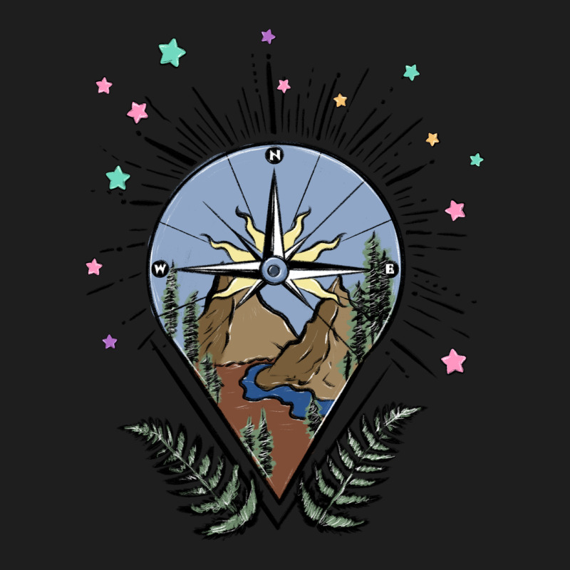 Compass With Mountain Classic Tee by MaliasSmallBusiness | Teevron