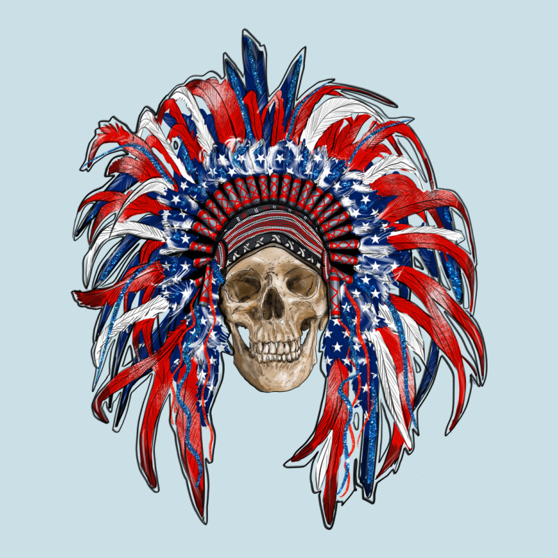 American Flag Indian Headdress With Skull Ladies Tee by RanaPortraitStore | Teevron