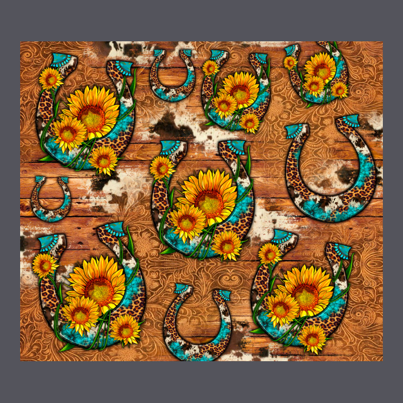 Sunflower Turquoise Leopard Cowhide Horseshoe Vintage Hoodie by Artiststas | Teevron