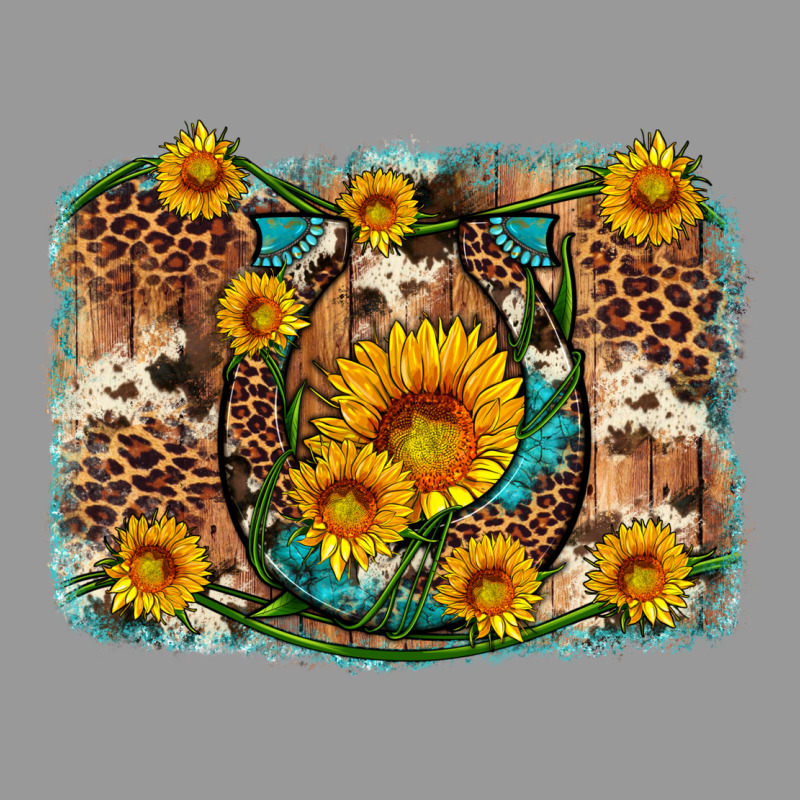 Sunflower Gemstone Leopard Cowhide Horseshoe Background Vintage Hoodie by Artiststas | Teevron
