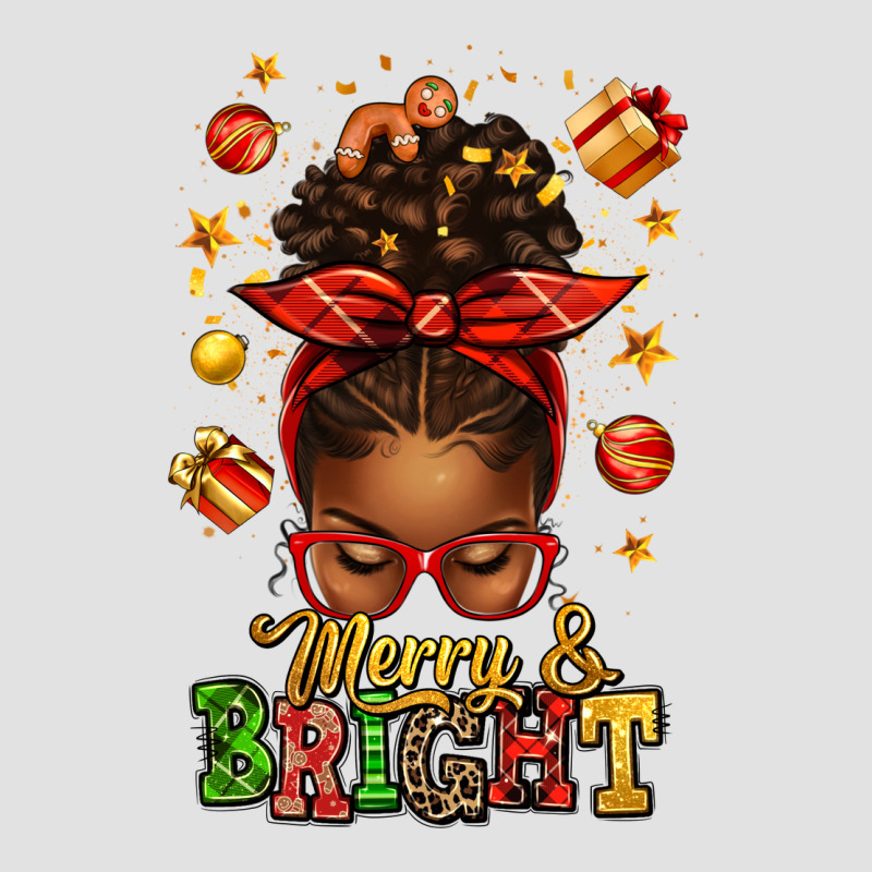 Merry And Bright Christmas Afro Messy Bun Premium Hoodie by texasbilliewilder | Teevron