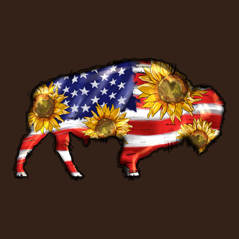 Bison Amerıcan Flag Heavy Core Tee by BarkalooDesign | Teevron
