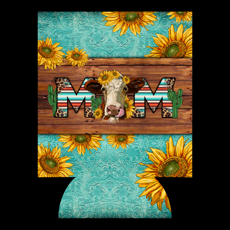 Mom Hereford Cattle Sunflowers On Tooled Leather Regular Can Cooler Urban Heavy Tee by BarkalooDesign | Teevron