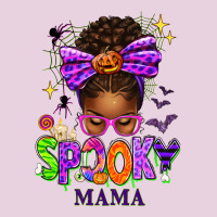 Halloween Afro Messy Bun Spooky Mama Ladies Tee | Teevron
