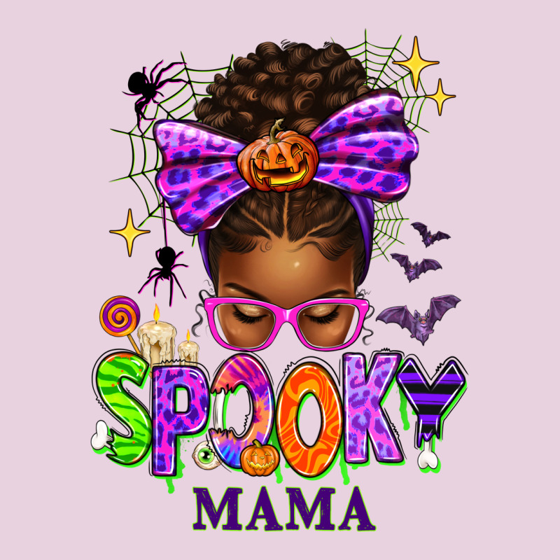 Halloween Afro Messy Bun Spooky Mama Ladies Tee by texasbilliewilder | Teevron
