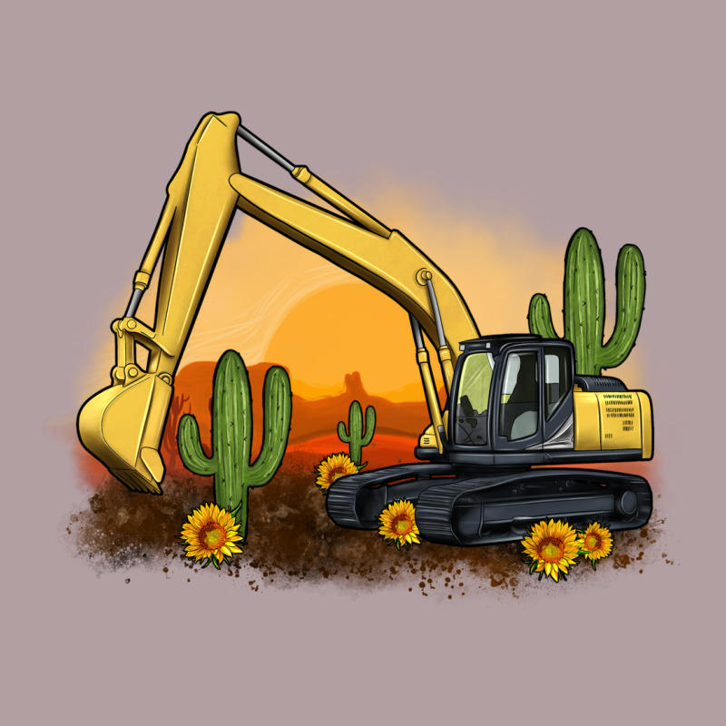 Excavator Cactus Sunflower Sunset Vintage Hoodie by Artiststas | Teevron