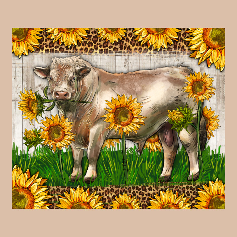 Western Charolais Bull With Sunflowers Urban Heavy Tee by LillyAllenDesigns | Teevron