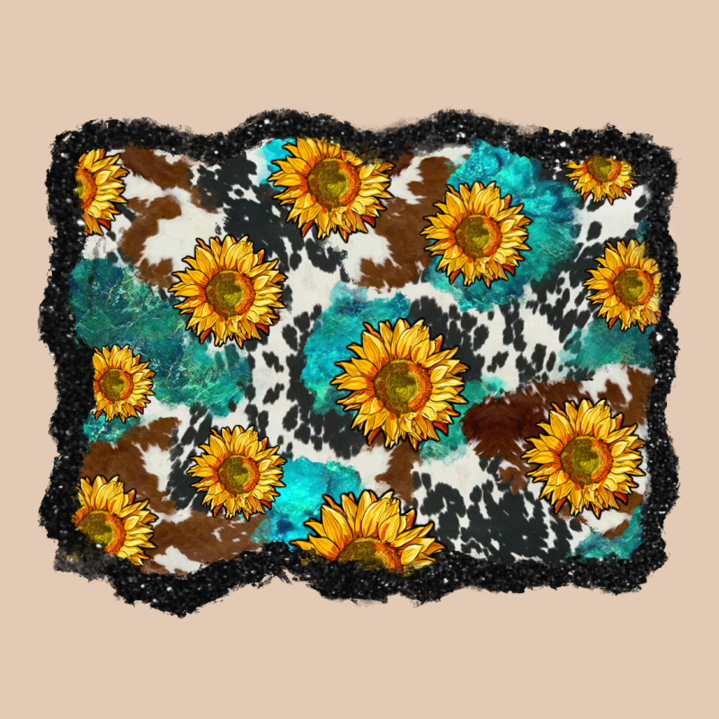 Cowhide  Turquoise Sunflowers Pattern Olivia Urban Hoodie by OliviaCreatesArt | Teevron