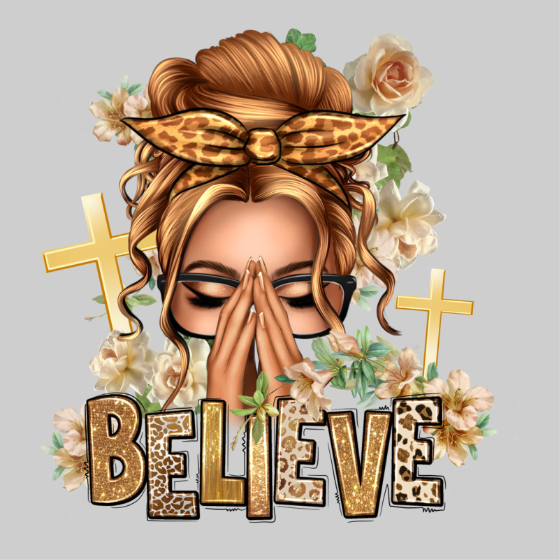 Blonde Hair Believe Praying Caucasian Messy Bun Premium Sweatshirt by texasbilliewilder | Teevron