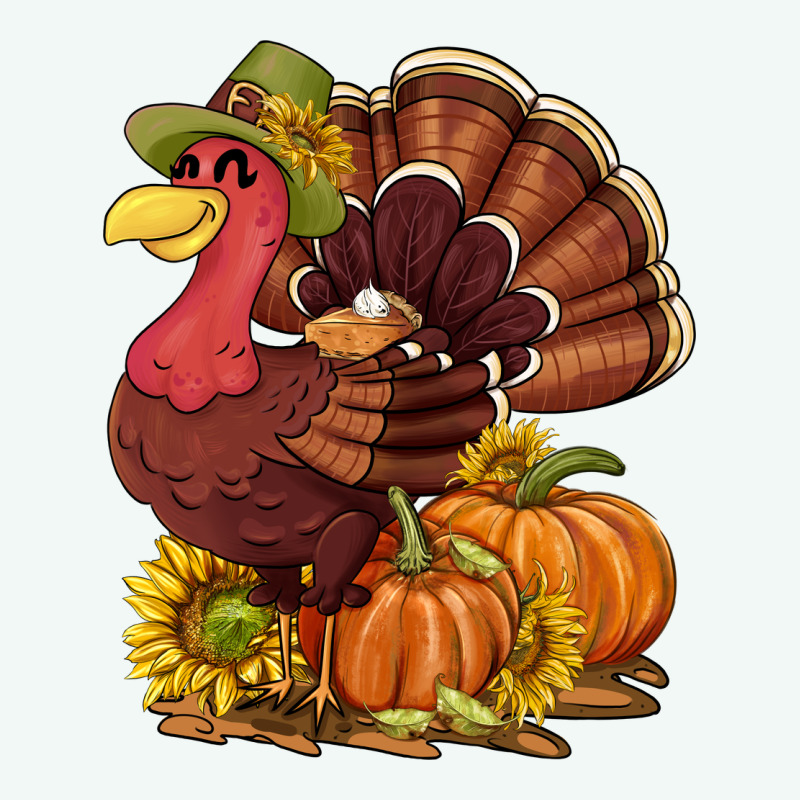 Thanksgiving Turkey With Pumpkin And Sunflower Premium Hoodie by NancyCooperArtShop | Teevron