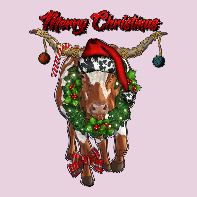 Merry Christmas Longhorn Cow Ladies Tee by RanaPortraitStore | Teevron