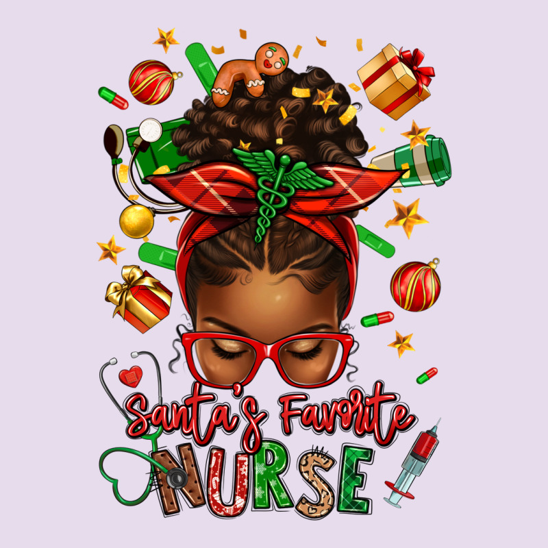 Santa's Favorite Nurse Afro Messy Bun Premium Hoodie by texasbilliewilder | Teevron