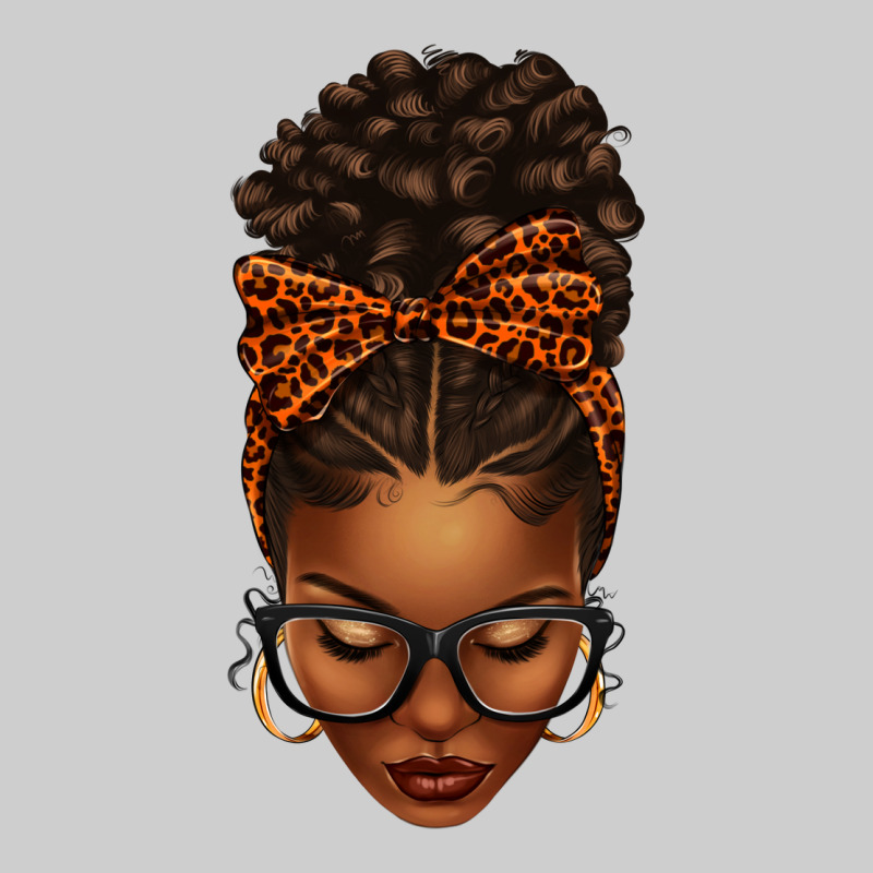 Afro Messy Bun Orange Leopard Bow Premium Sweatshirt by texasbilliewilder | Teevron