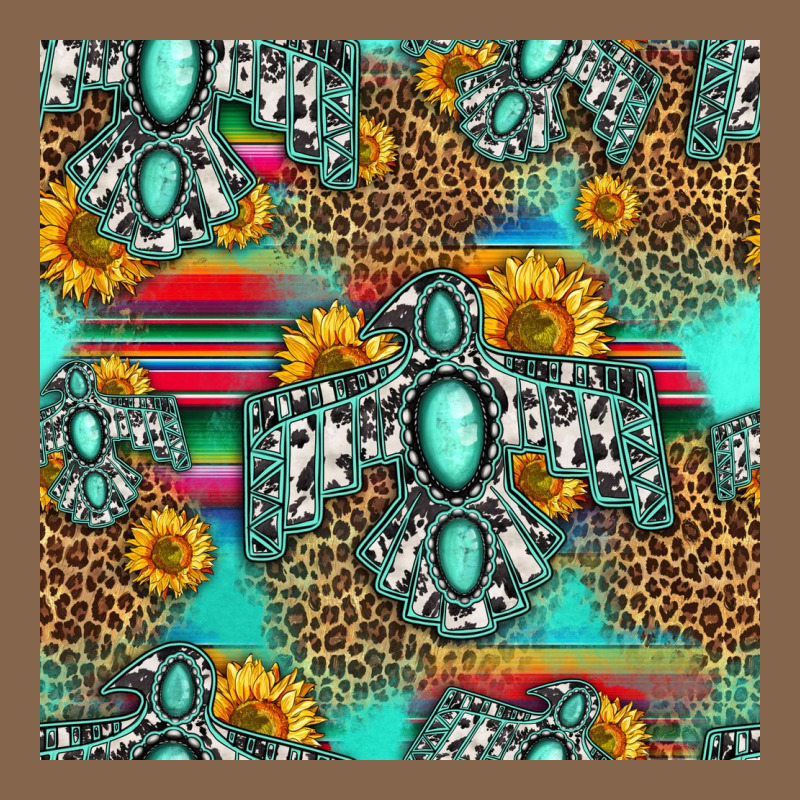 Western Turquoise Thunderbird Seamless Pattern Premium Tee by HRA Design Shop | Teevron