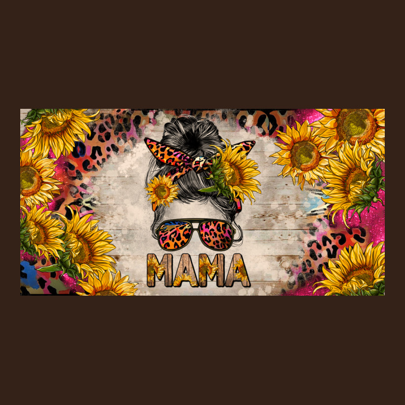 Mess Bun Mama With Sunflowers And Colorful Leopard License Plate Heavy Core Tee by BarkalooDesign | Teevron