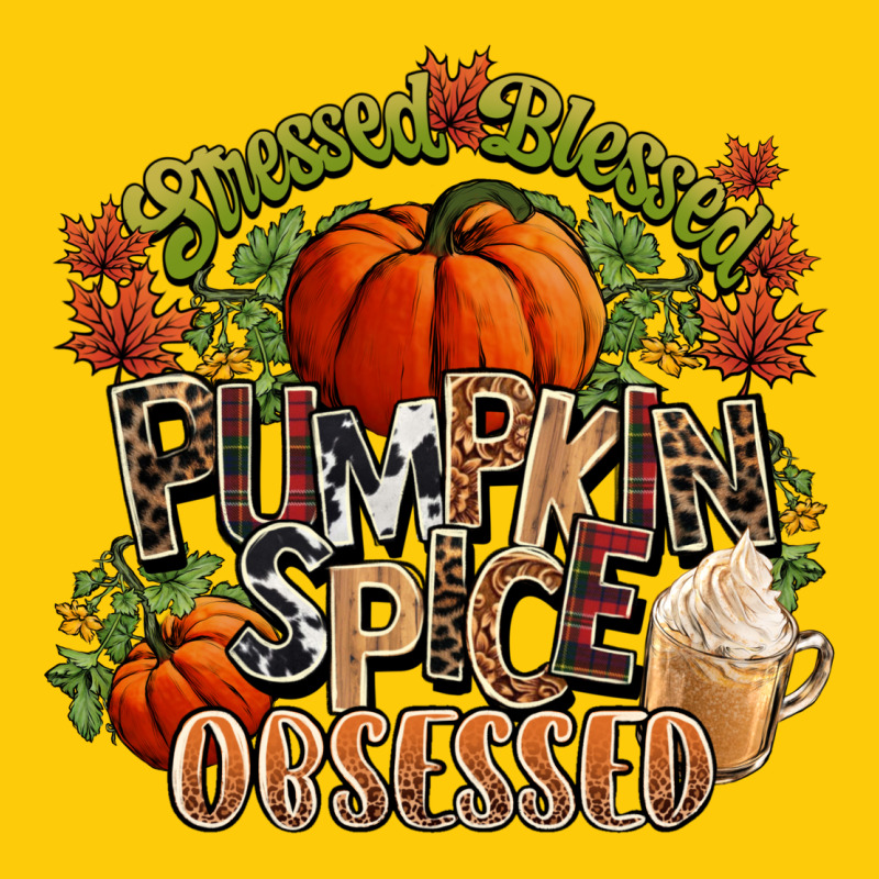 Stressed Blessed Pumpkin Spice Obsessed Fall Premium Hoodie by NancyCooperArtShop | Teevron