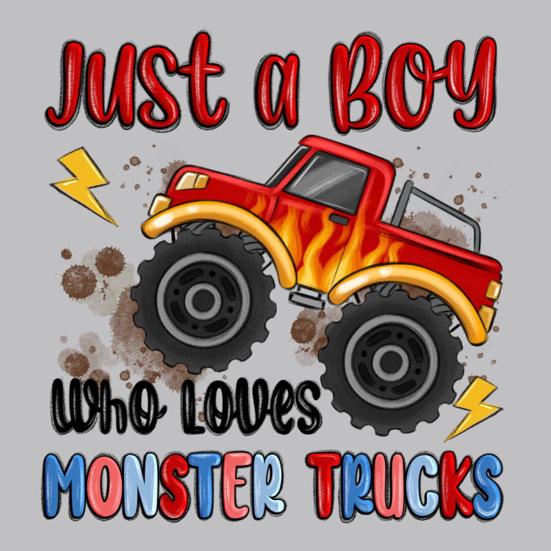 Just A Boy Who Loves Monster Trucks Long Sleeve Tee by MaliasSmallBusiness | Teevron