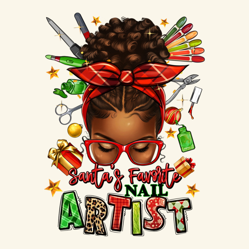 Santa's Favorite Nail Artist Afro Messy Bun Premium Hoodie by texasbilliewilder | Teevron