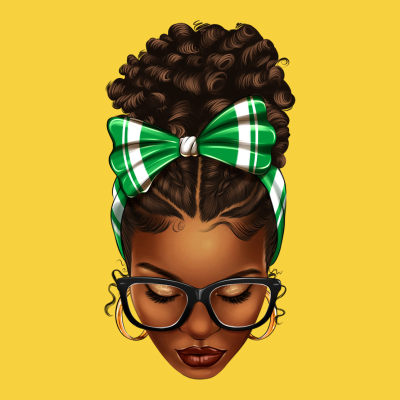 Afro Messy Bun Green And White Bow Premium Sweatshirt by texasbilliewilder | Teevron