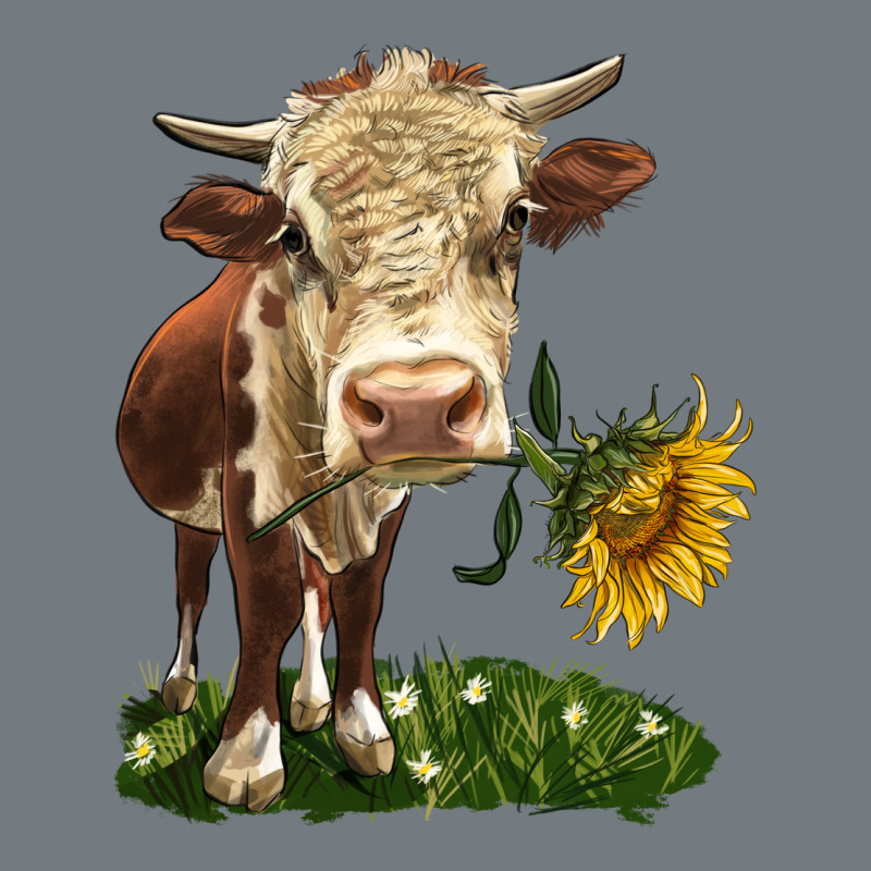 Hereford Heifer With Sunflower Heavyweight Sweatshirt by LillyAllenDesigns | Teevron