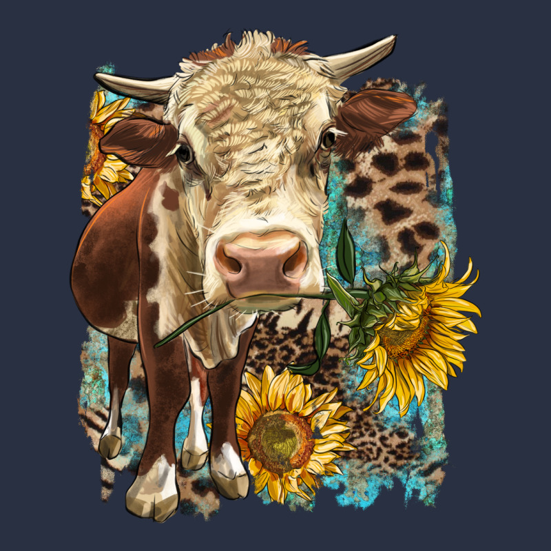Hereford Heifer With Sunflower And Leopard Heavyweight Sweatshirt by LillyAllenDesigns | Teevron