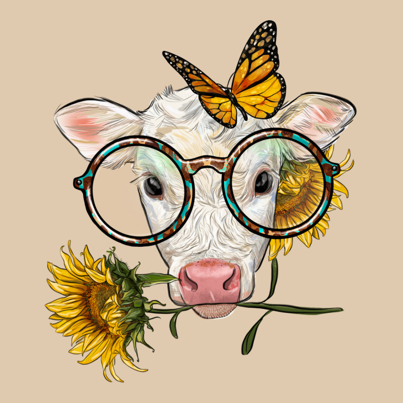 Charolais Calf With Sunflowers And Butterfly Heavyweight Sweatshirt by LillyAllenDesigns | Teevron