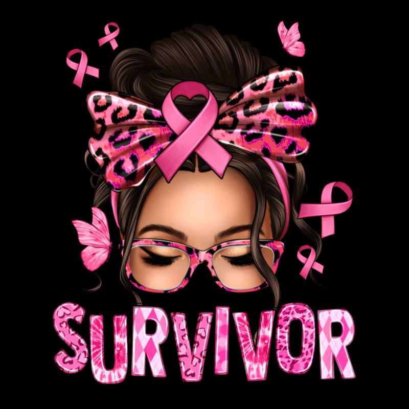 Breast Cancer Survivor Afro Messy Bun Heavy Core Tee by texasbilliewilder | Teevron