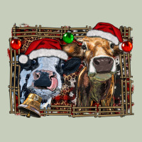 Christmas Heifers With Leopard And Cowhide Background Ladies Tee | Teevron